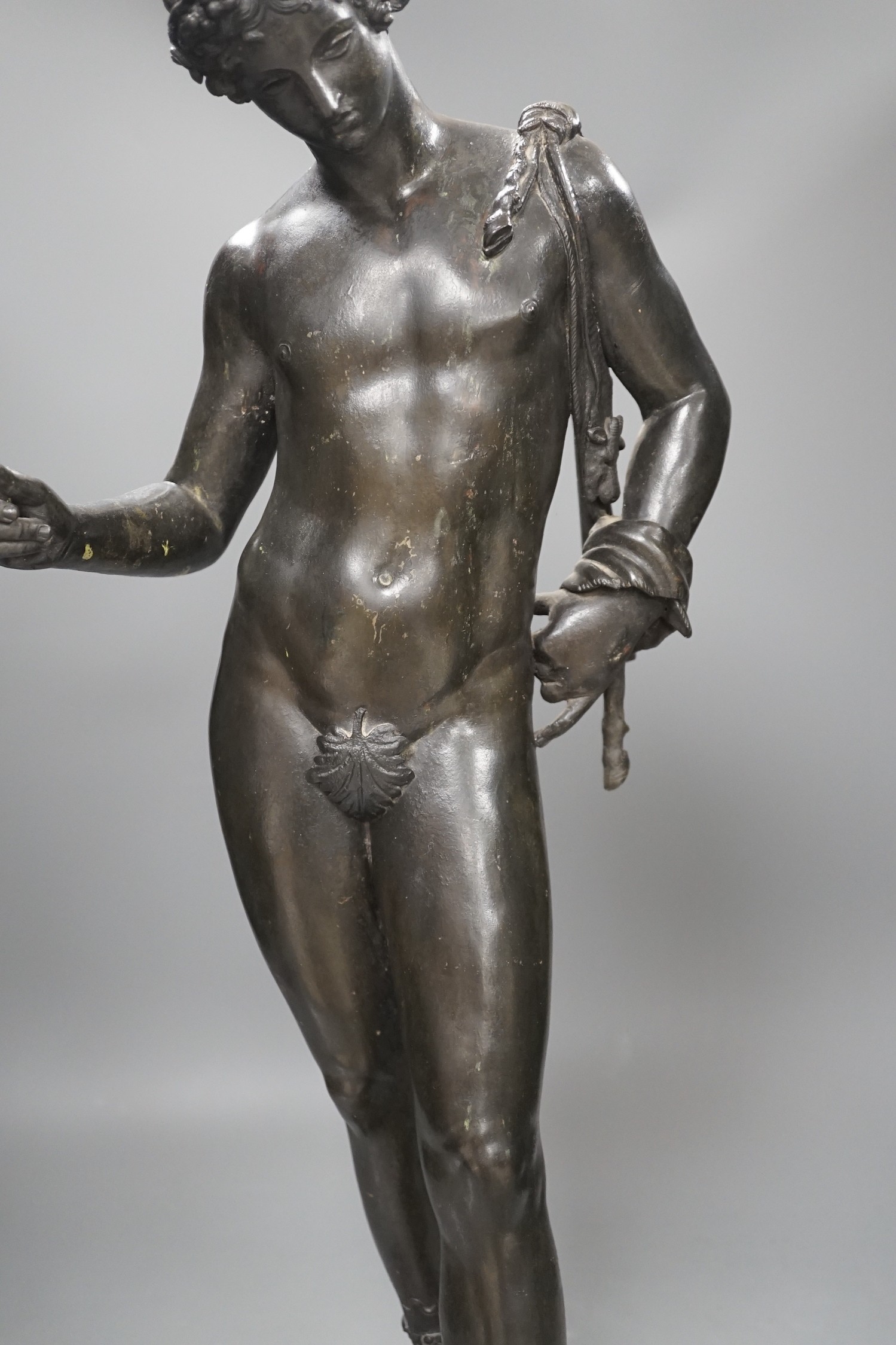 After the antique, a bronze figure of David, 62 cms high